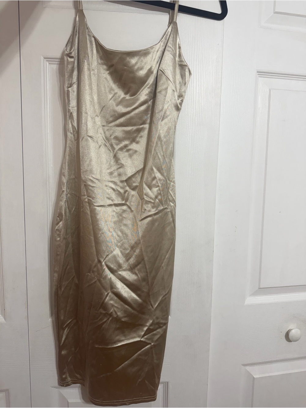 Fashion Nova Champagne Satin Midi Slip Dress